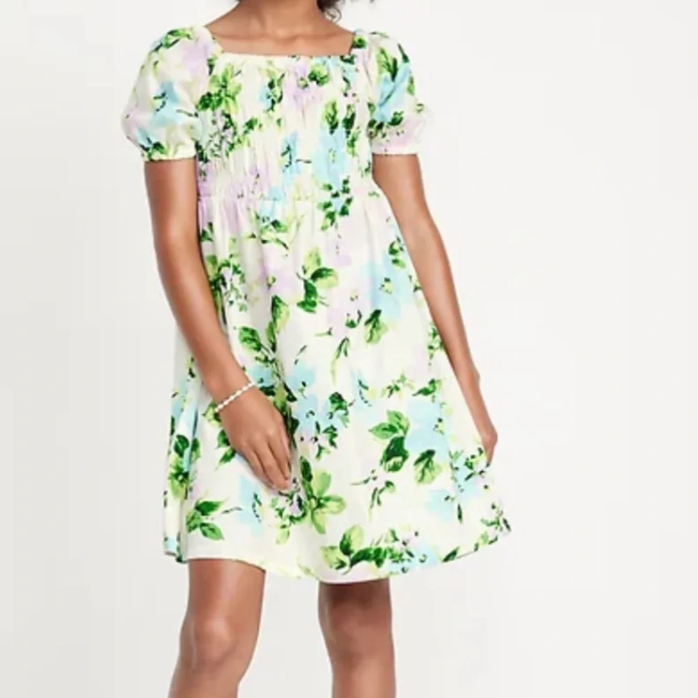 Old Navy Girls Floral Puff Sleeve Smocked Dress Size L 10/12
